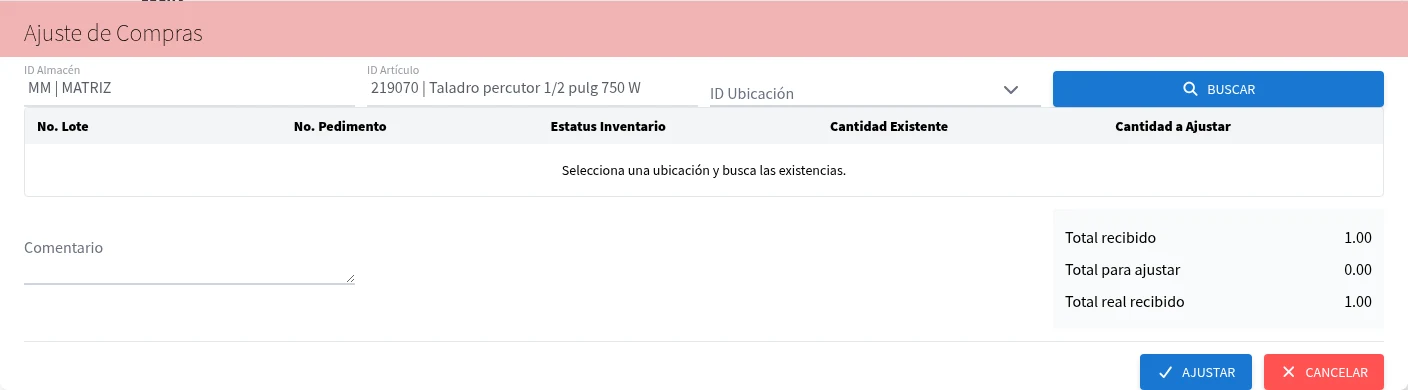 Captura de C3020, vista ajuste