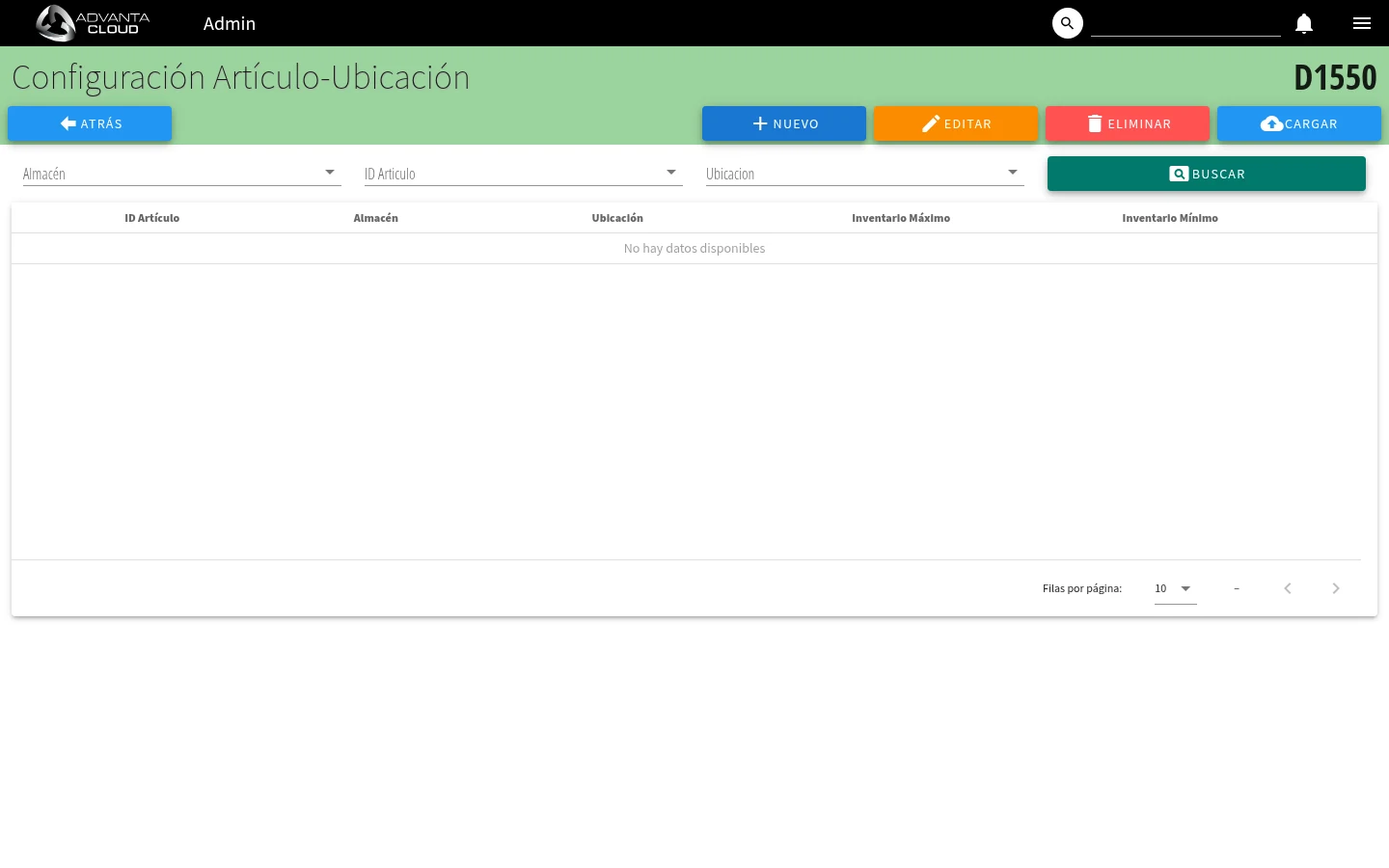 Captura de D1550, vista index