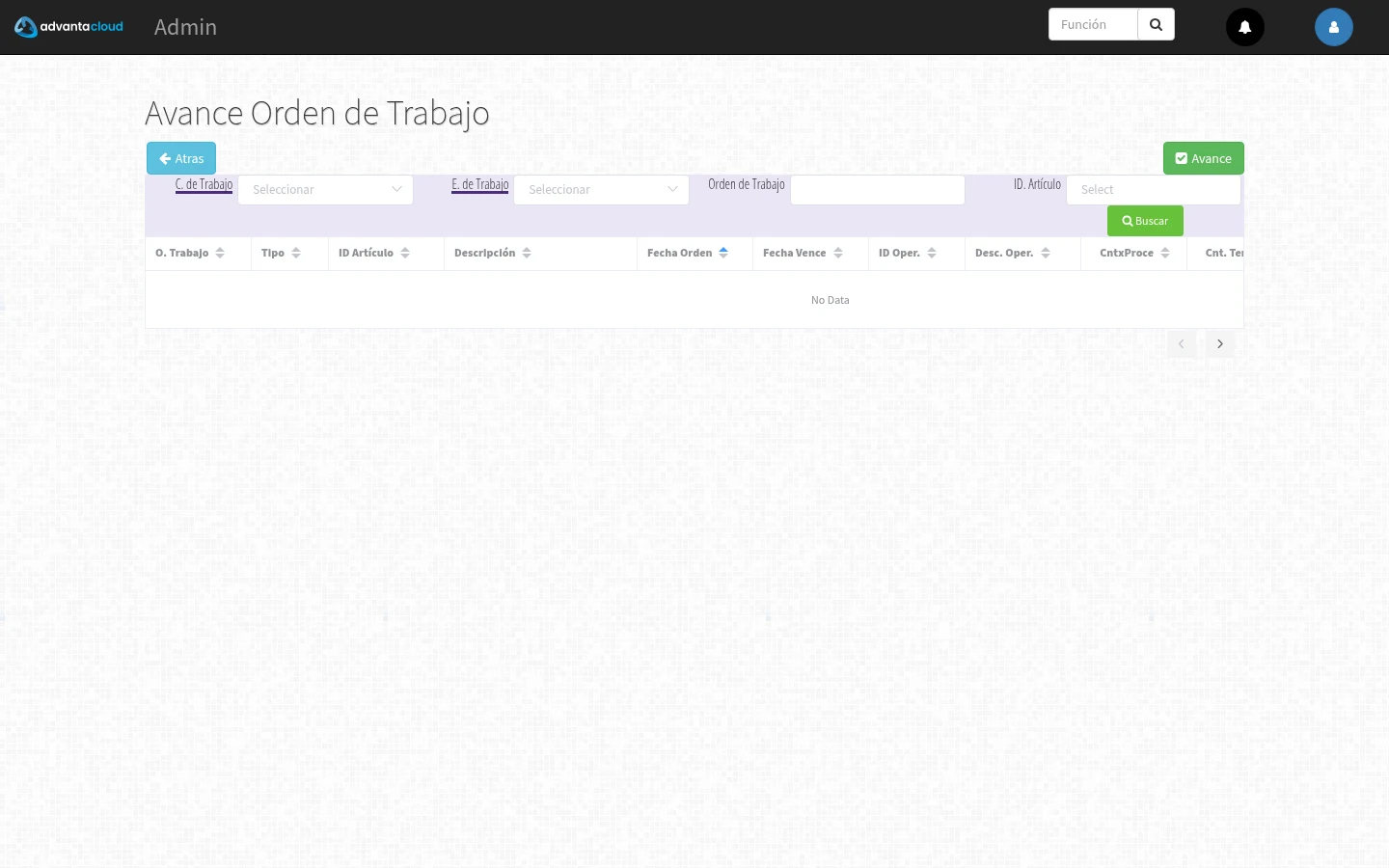 Captura de E2030, vista index