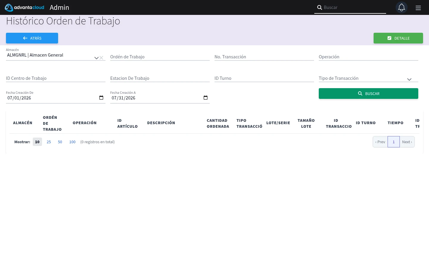Captura de E2040, vista index