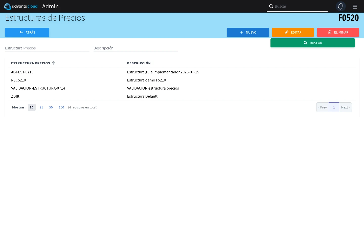 Captura de F0520, vista index