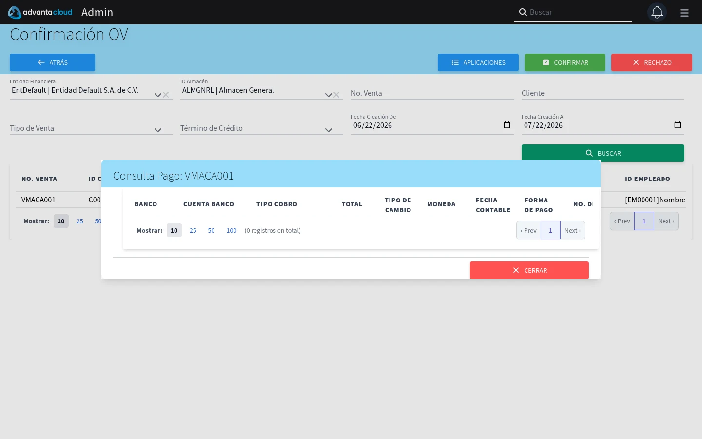 Captura de F3515, vista applications