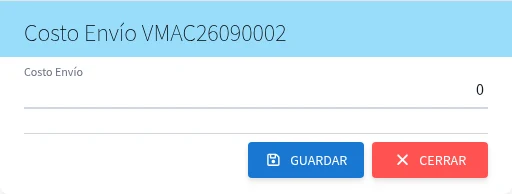 Captura de F5220, vista costo_envio