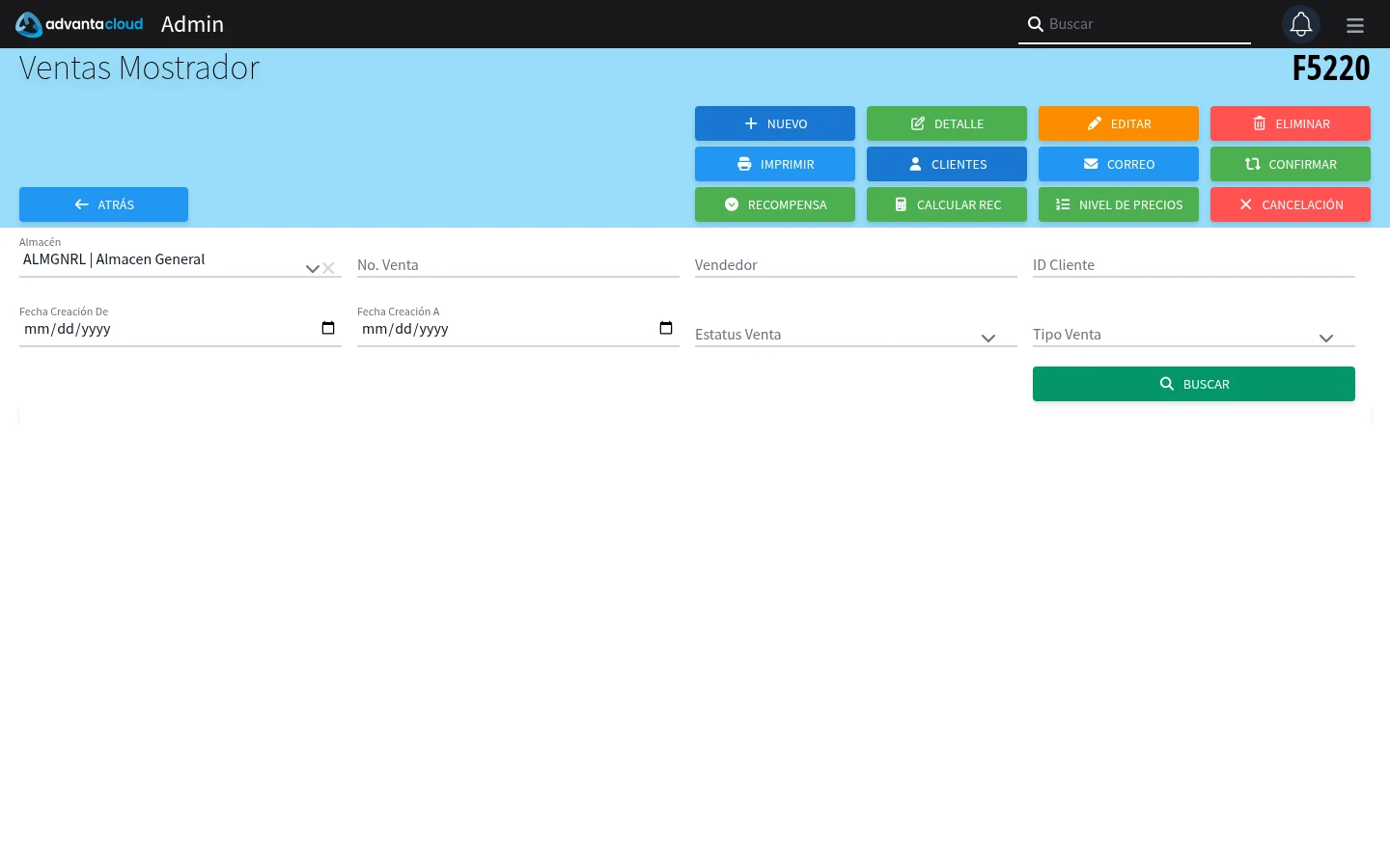 Captura de F5220, vista index