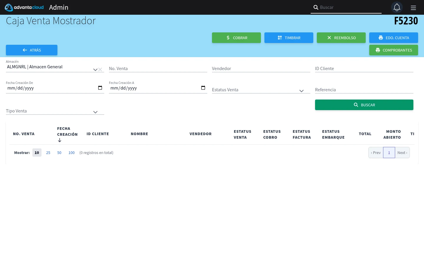 Captura de F5230, vista index