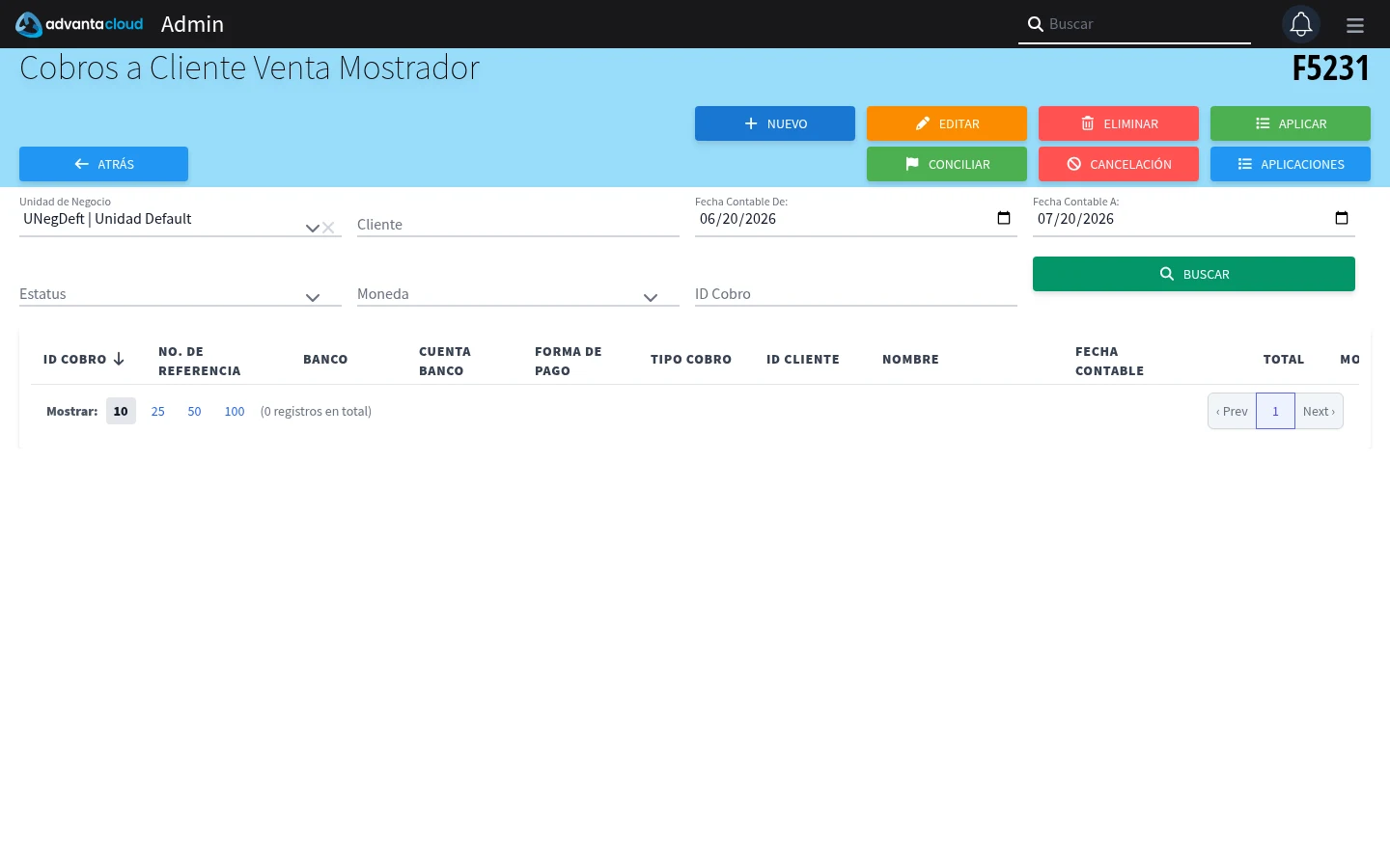 Captura de F5231, vista index