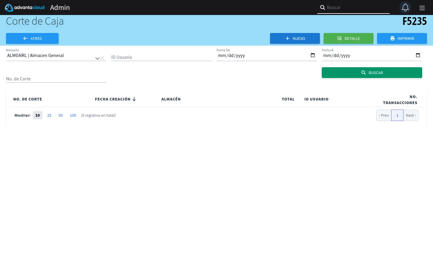 Captura de F5235, vista index