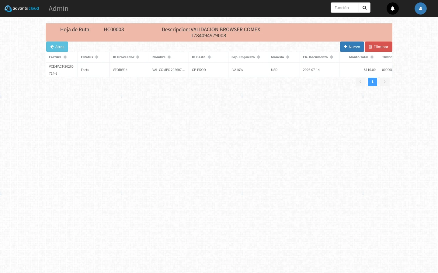 Captura de G5010, vista invoices