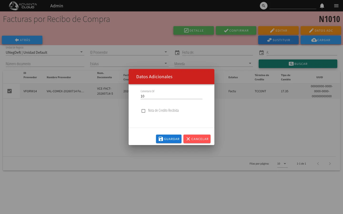Captura de N1010, vista additional-xapm