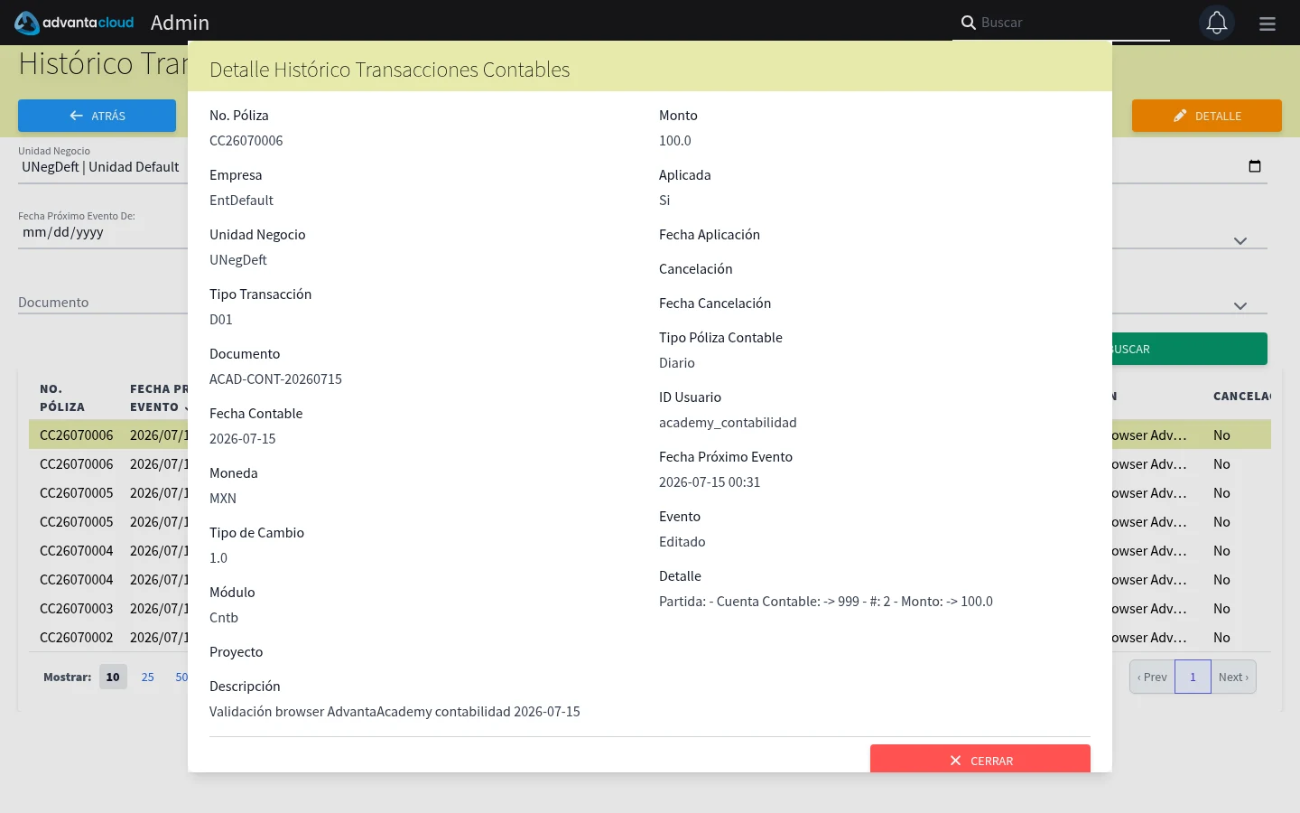 Captura de Q102050, vista detalle