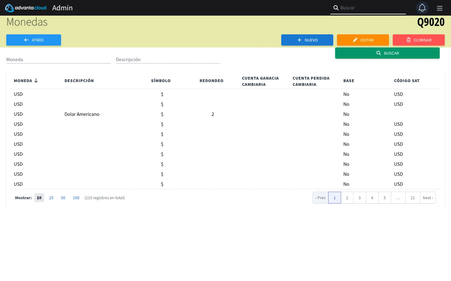 Captura de Q9020, vista index