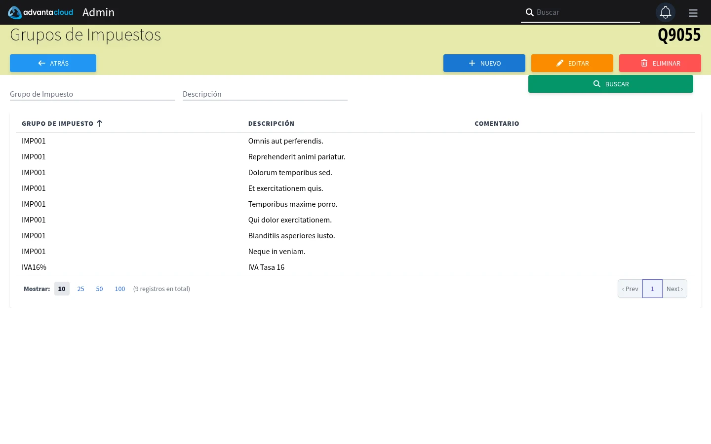 Captura de Q9055, vista index