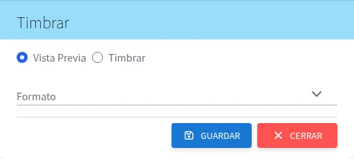 Captura de R5030, vista timbrar