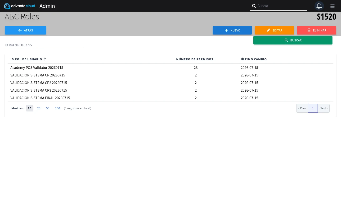 Captura de S1520, vista index